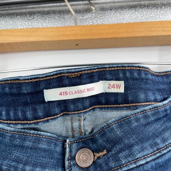 Levi's 415 Classic Boot Blue Bootcut High Rise Jeans Womens Size 24W Stretch - Picture 3 of 11